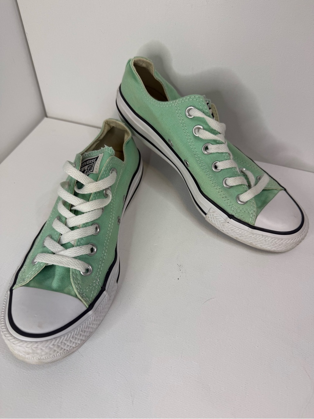 Converse Low Top Sneakers in Mint Green and White